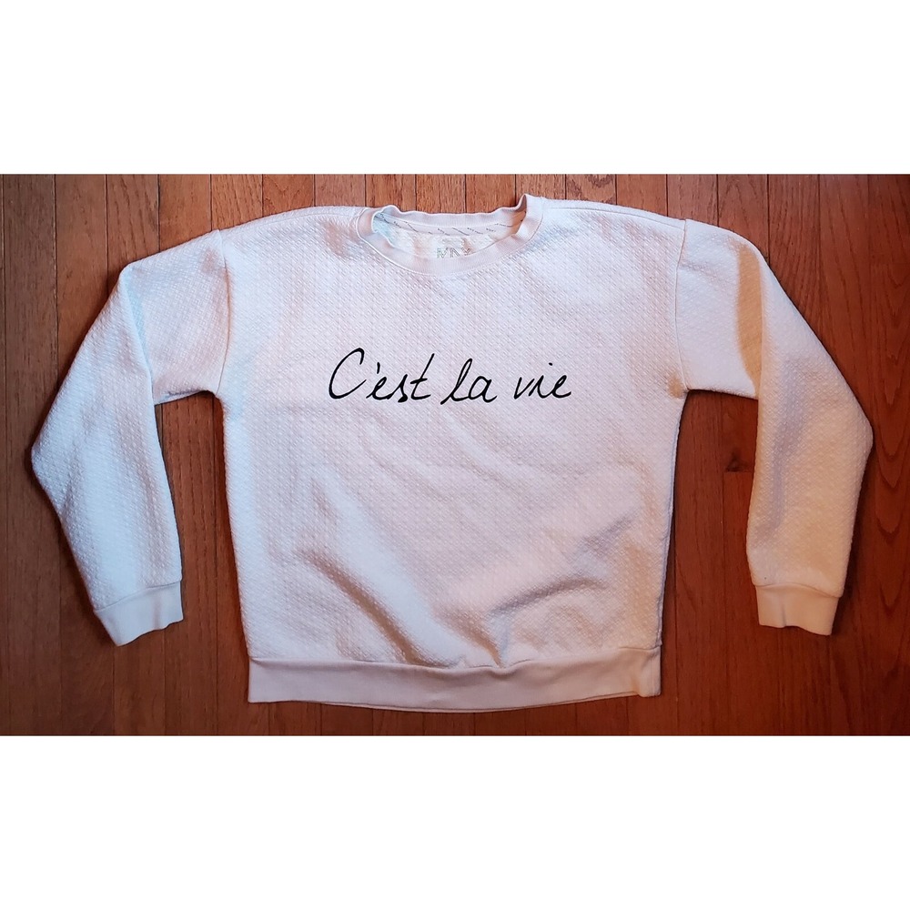 MNY Marc New York Juniors Med Long Sleeve Textured c'est la vie Ivory Sweatshirt